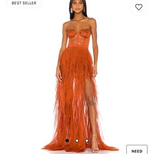 For Love & Lemons Bustier Gown in Rust